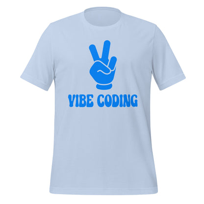 Product mockup photo of the VIBE CODING T Shirt (unisex) Baby Blue / M.