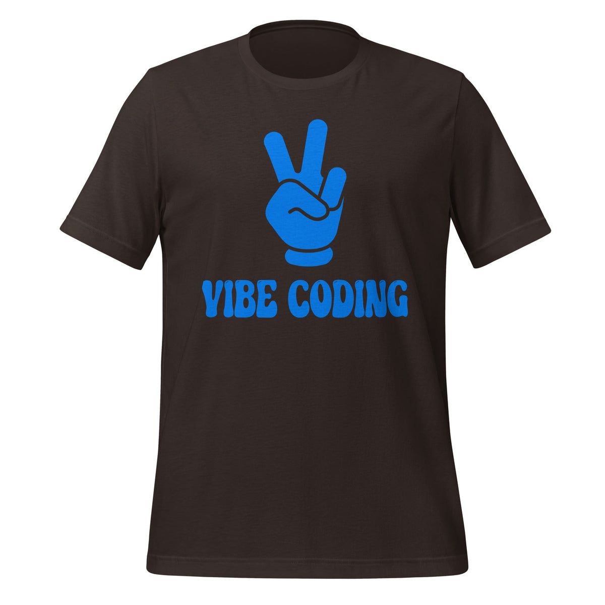 Product mockup photo of the VIBE CODING T Shirt (unisex) Brown / M.