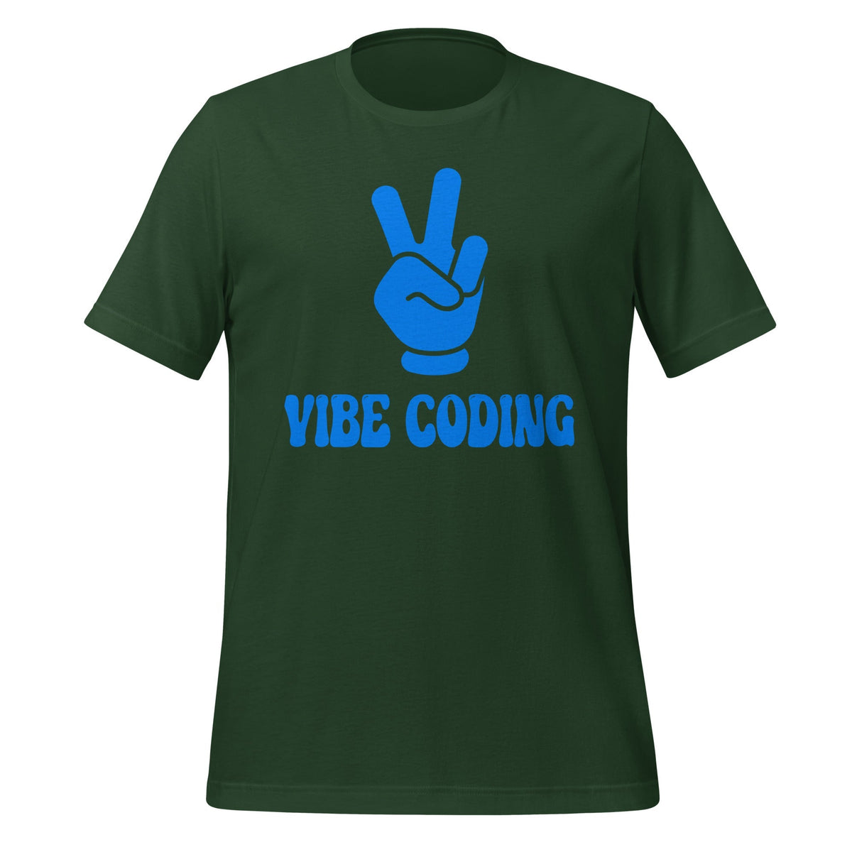 Product mockup photo of the VIBE CODING T Shirt (unisex) Forest / M.