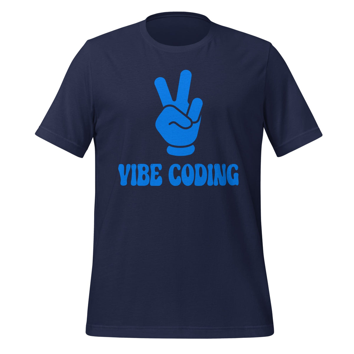 Product mockup photo of the VIBE CODING T Shirt (unisex) Navy / M.