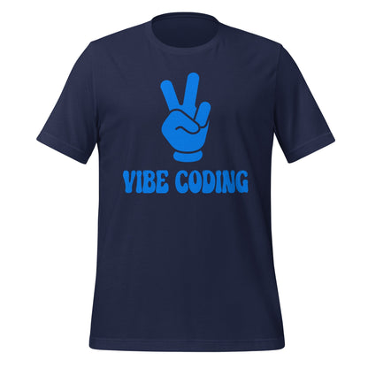 Product mockup photo of the VIBE CODING T Shirt (unisex) Navy / M.