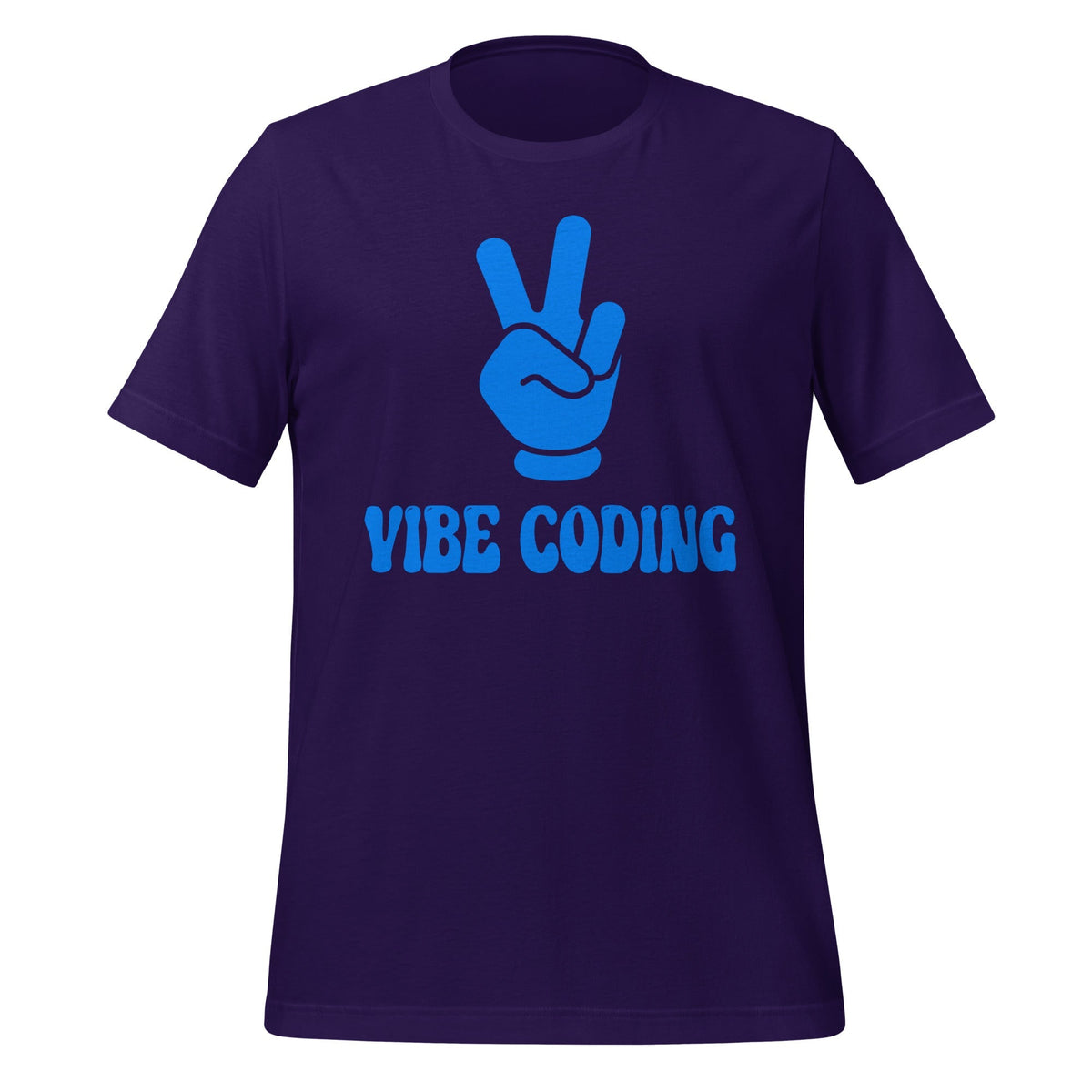 Product mockup photo of the VIBE CODING T Shirt (unisex) Team Purple / M.