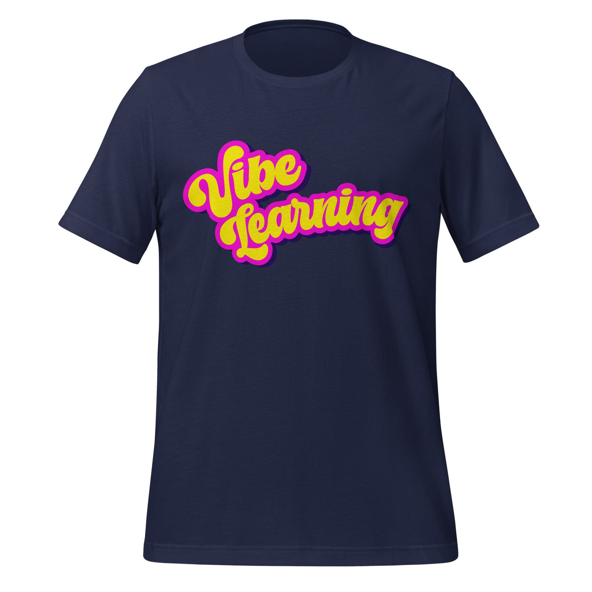 Product mockup photo of the Vibe Learning T Shirt (unisex) Navy / M.