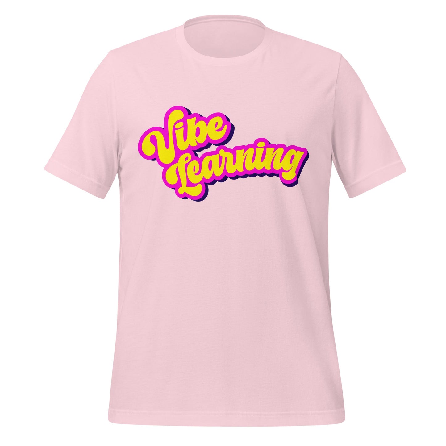 Product mockup photo of the Vibe Learning T Shirt (unisex) Soft Pink / M.