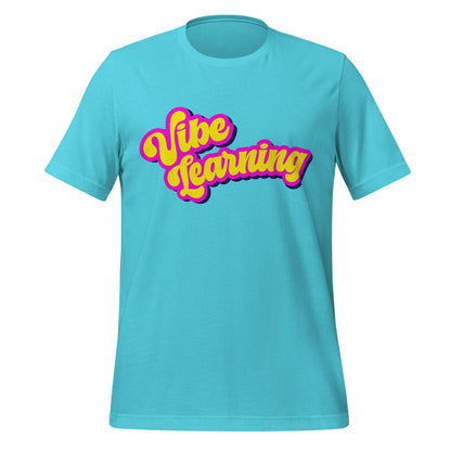 Product mockup photo of the Vibe Learning T Shirt (unisex) Turquoise / M.