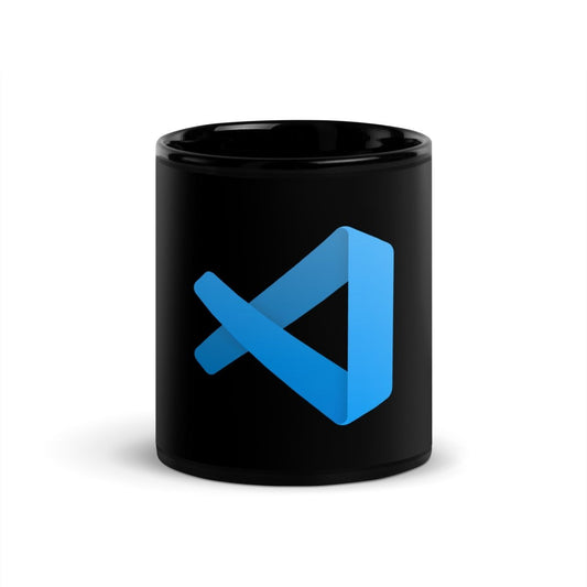 Visual Studio Code Icon on Black Glossy Mug - AI Store