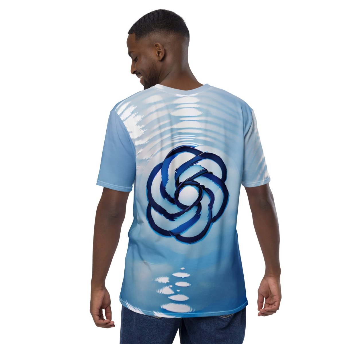 Product mockup photo of the Watery Logo T Shirt (men).