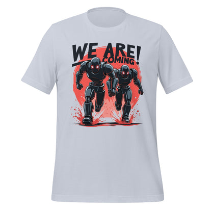 Image of the WE ARE COMING! Robots T-Shirt (unisex) Light Blue / M.