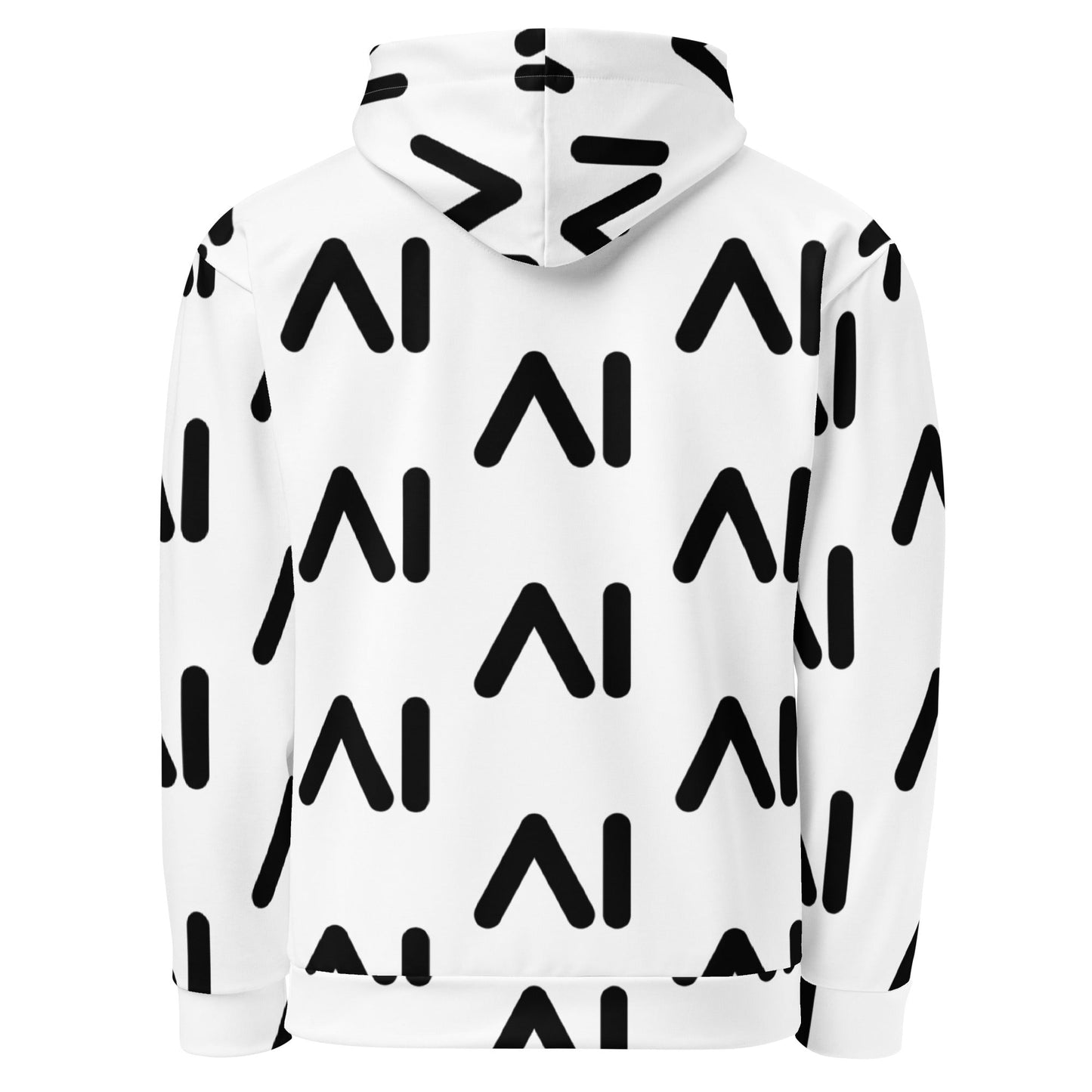 Image of the White AI Logo Hoodie (unisex).