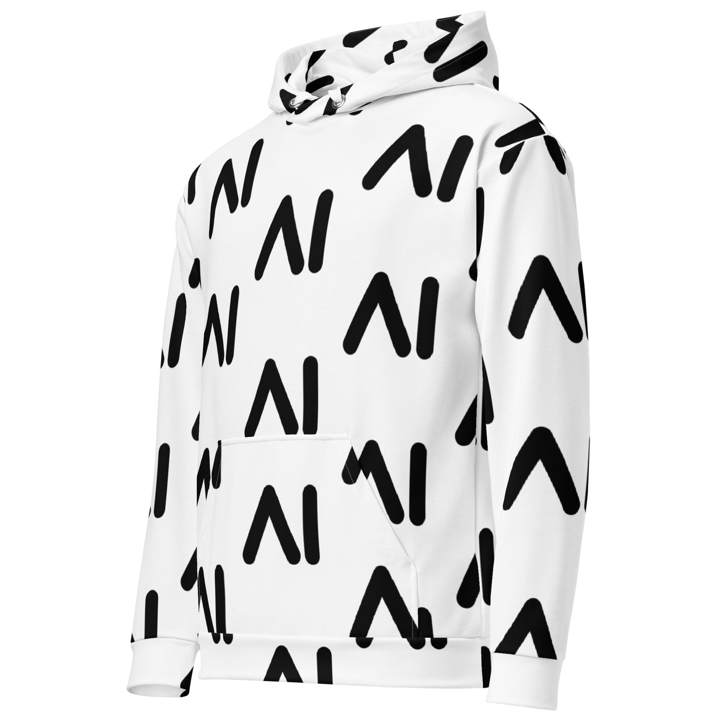 Image of the White AI Logo Hoodie (unisex).