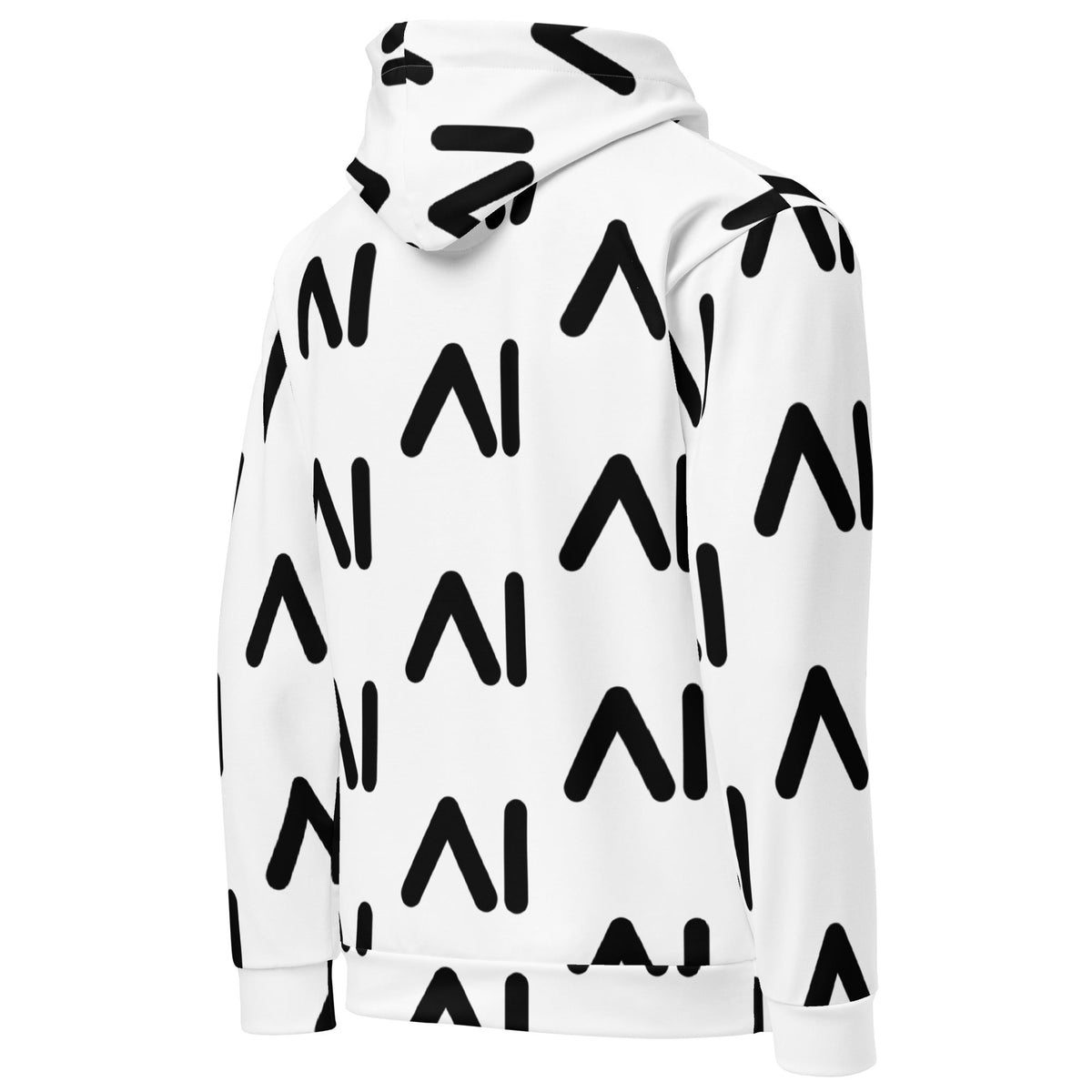 Image of the White AI Logo Hoodie (unisex).
