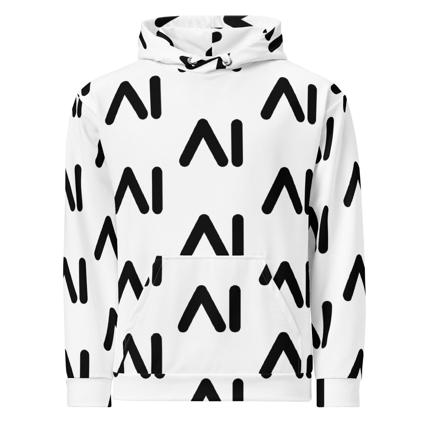Image of the White AI Logo Hoodie (unisex) M.
