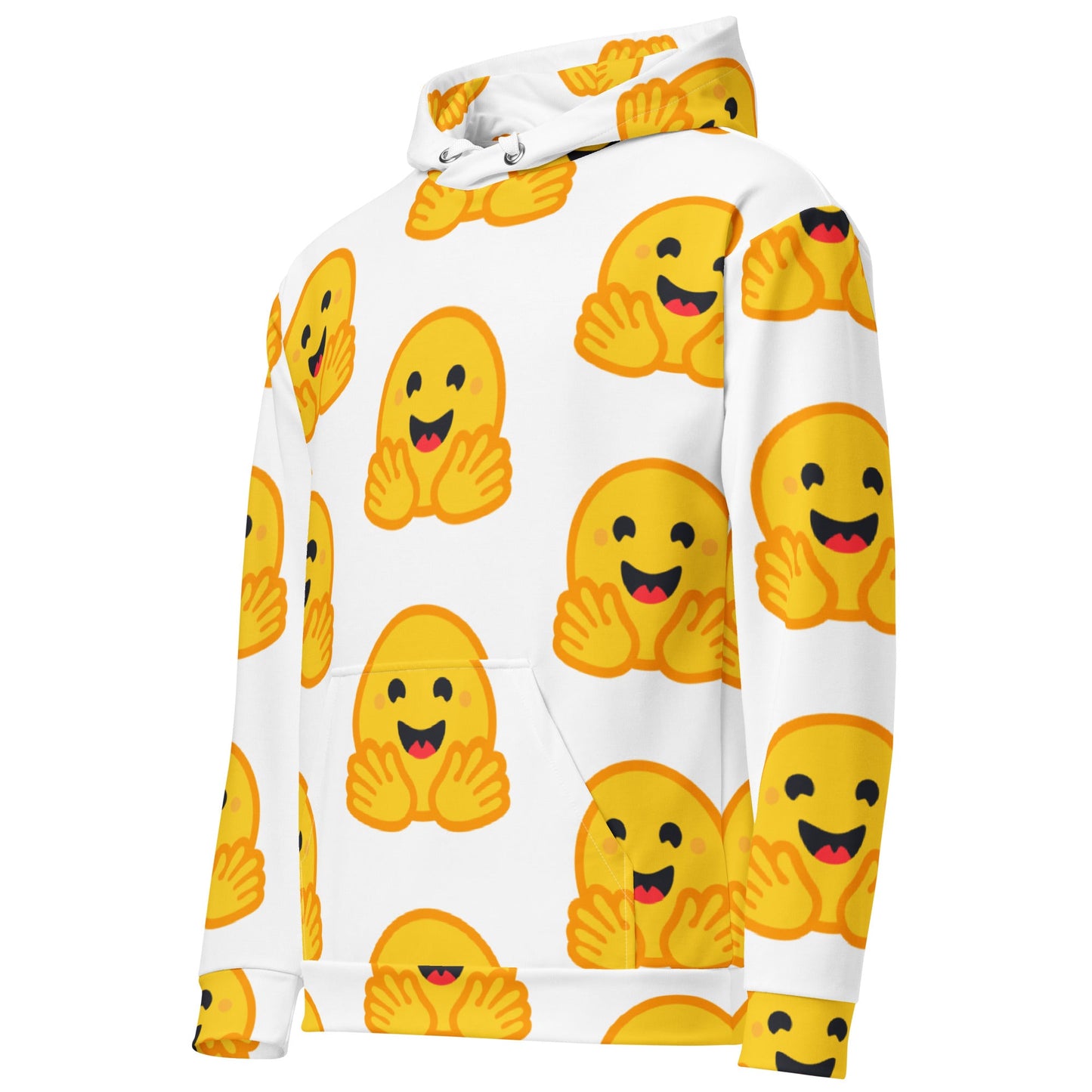 Image of the White Hugging Face Icons Hoodie (unisex).