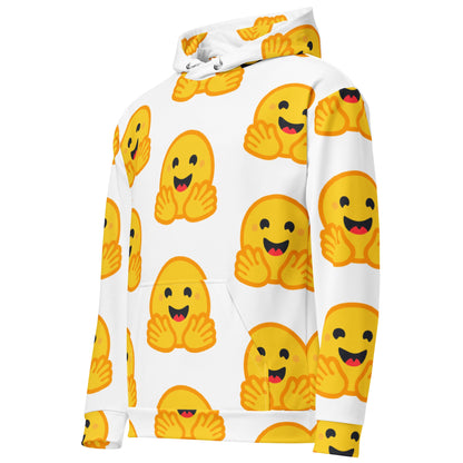 Image of the White Hugging Face Icons Hoodie (unisex).