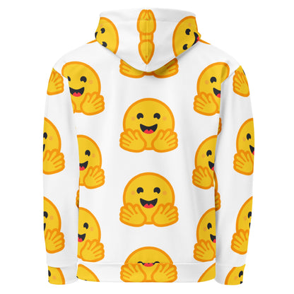 Image of the White Hugging Face Icons Hoodie (unisex).
