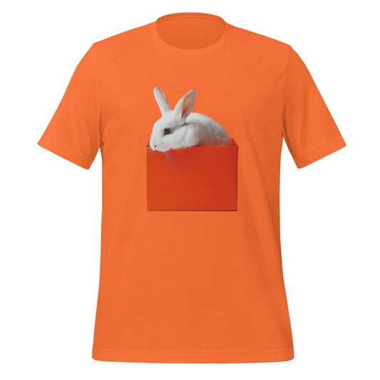 White rabbit in Orange Box T-Shirt (unisex) - AI Store