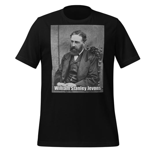 Product mockup photo of the William Stanley Jevons Forever T Shirt (unisex) Black / M.