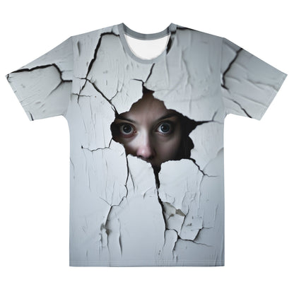 Product mockup photo of the Woman Spying on You T Shirt 2 (men) M.