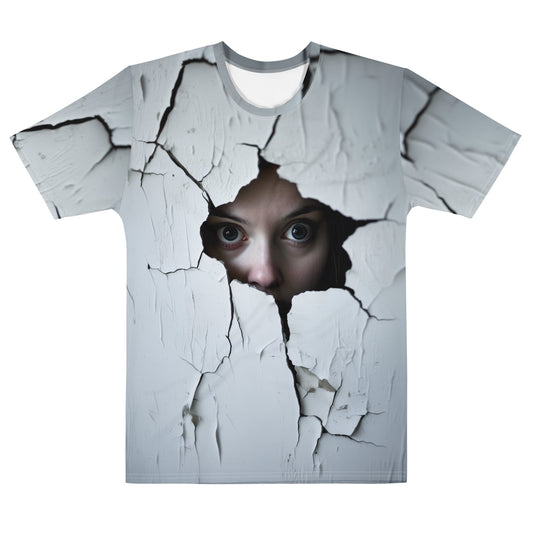 Product mockup photo of the Woman Spying on You T Shirt 2 (men) M.