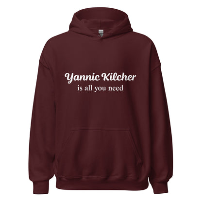Image of the Yannic Kilcher is All You Need Hoodie (unisex) Maroon / M.