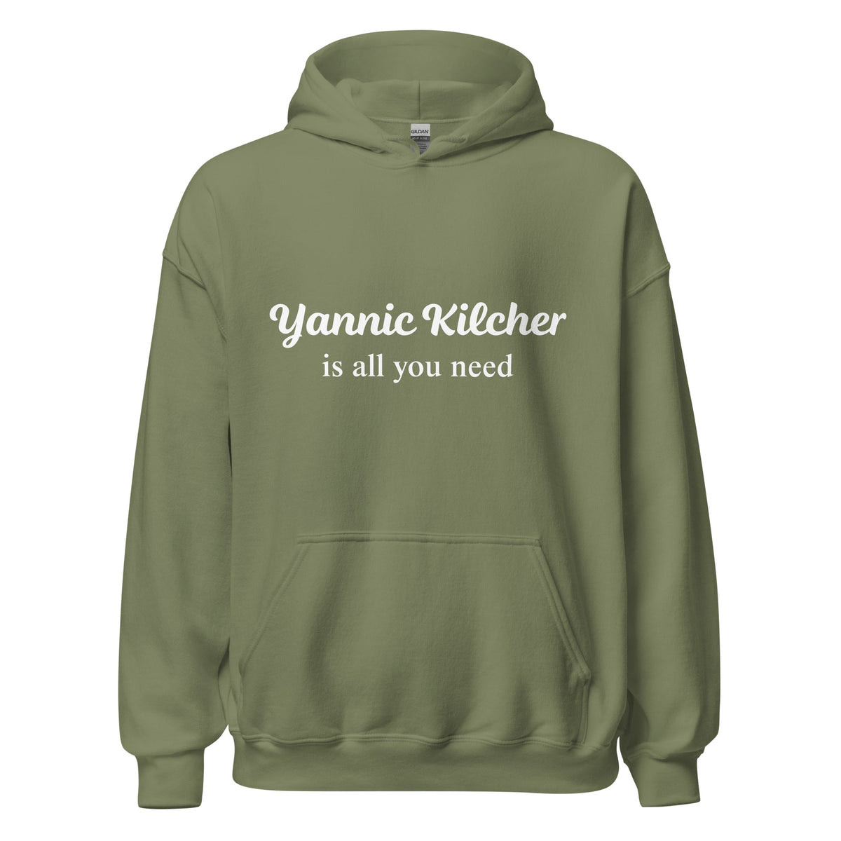 Image of the Yannic Kilcher is All You Need Hoodie (unisex) Military Green / M.