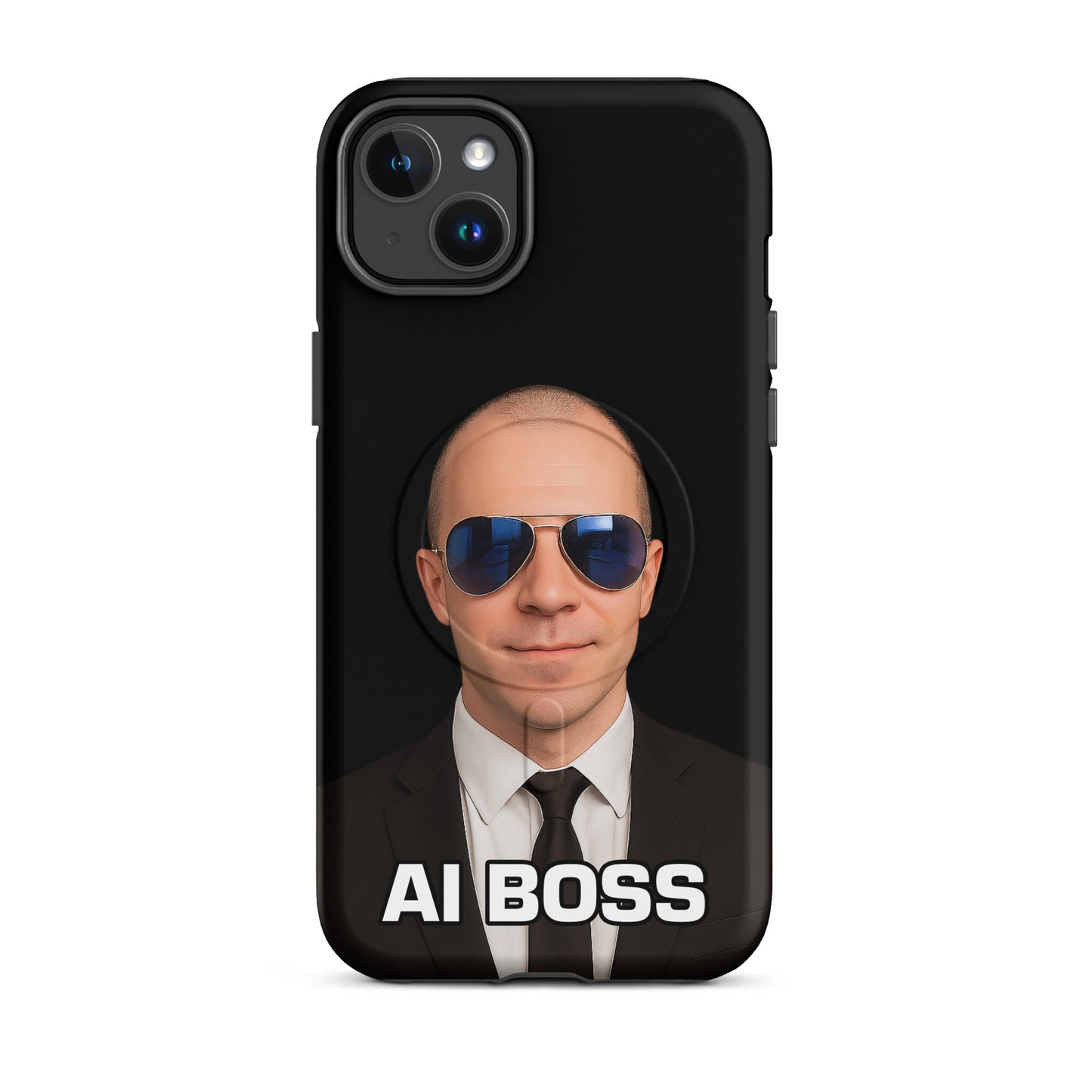 Image of the AI BOSS Yannic Kilcher MagSafe Tough Case for iPhone iPhone 14 Plus.
