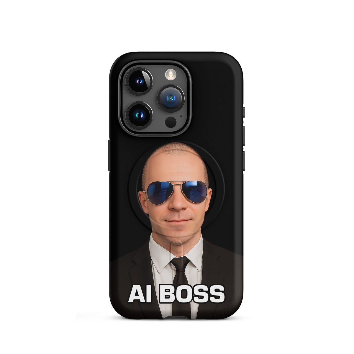 Image of the AI BOSS Yannic Kilcher MagSafe Tough Case for iPhone iPhone 15 Pro.