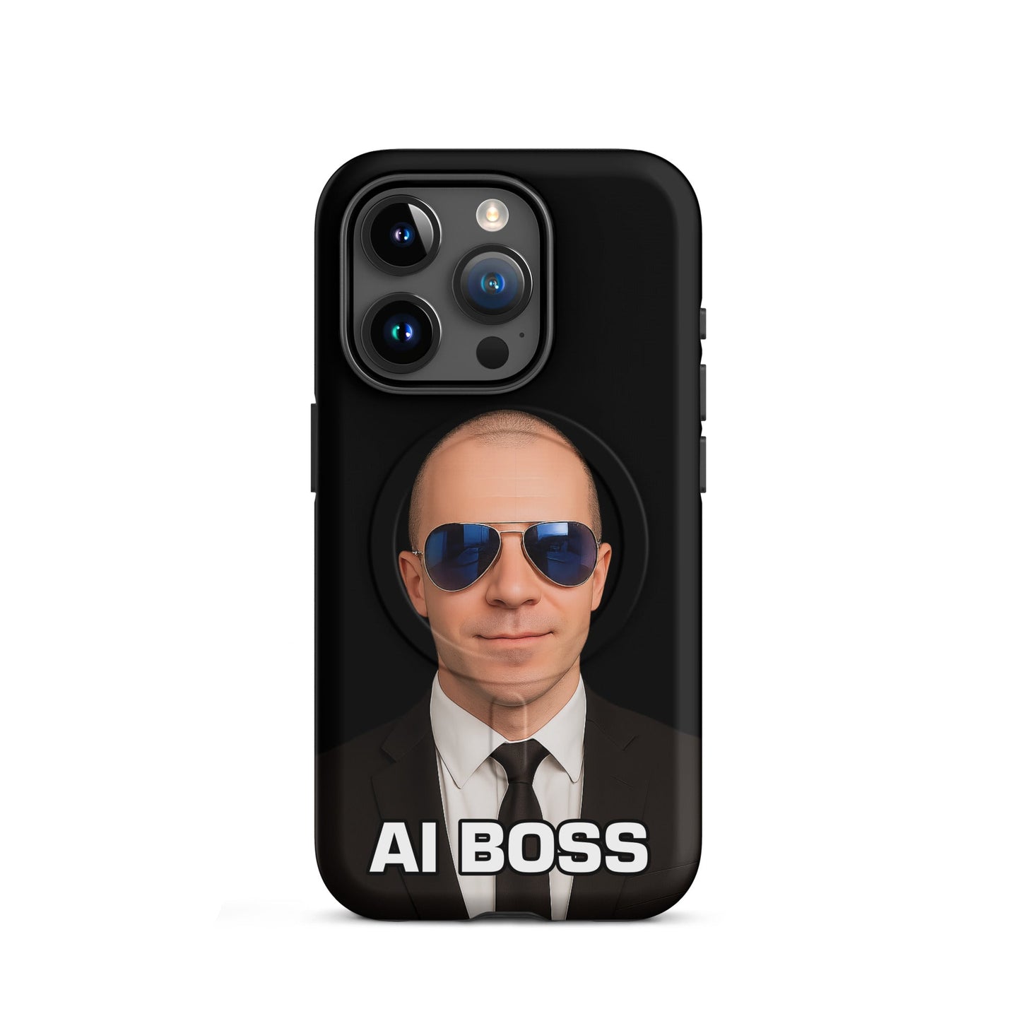 Image of the AI BOSS Yannic Kilcher MagSafe Tough Case for iPhone iPhone 15 Pro.