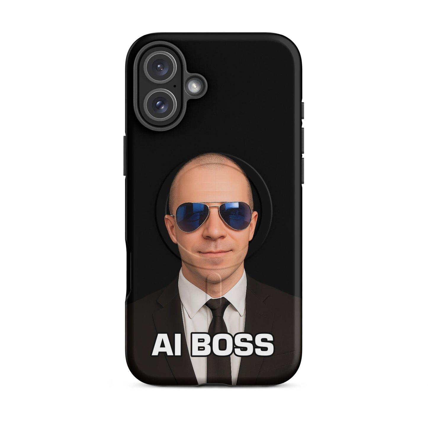 Image of the AI BOSS Yannic Kilcher MagSafe Tough Case for iPhone iPhone 16 Plus.