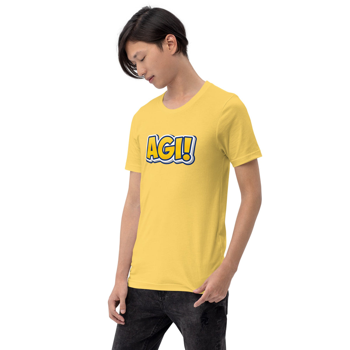 Image of the Yellow Comic AGI T-Shirt (unisex).