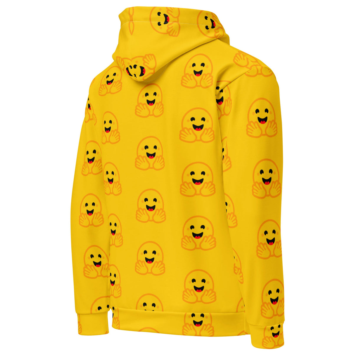 Image of the Yellow Hugging Face Icons Hoodie (unisex).