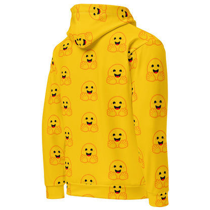 Image of the Yellow Hugging Face Icons Hoodie (unisex).