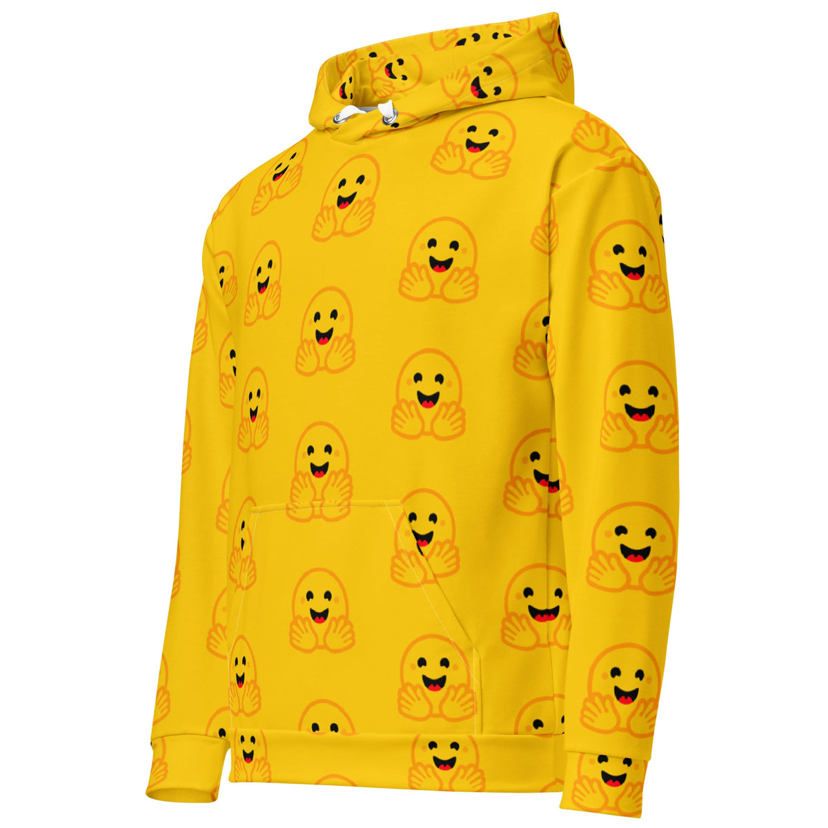 Image of the Yellow Hugging Face Icons Hoodie (unisex).