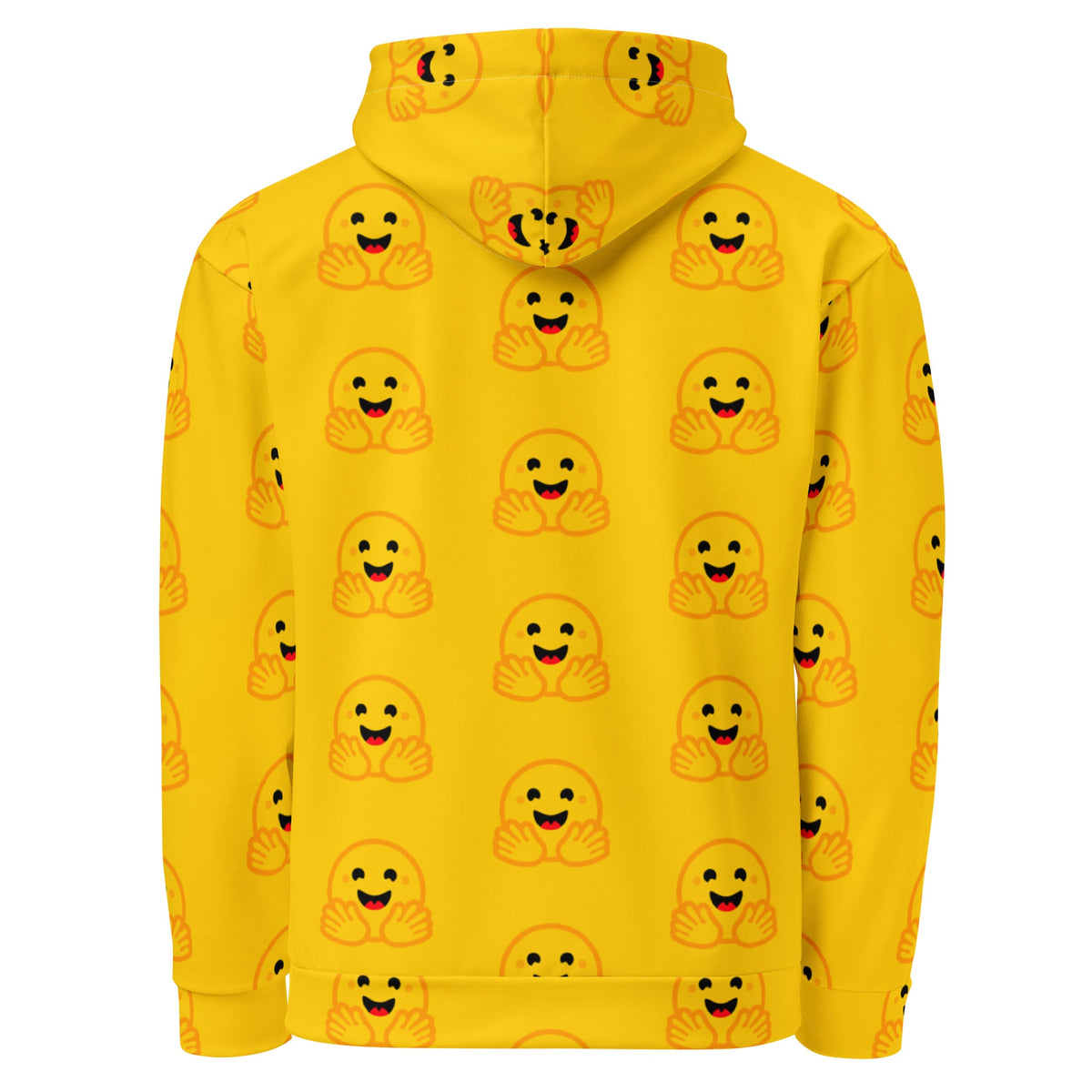 Image of the Yellow Hugging Face Icons Hoodie (unisex).