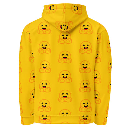 Image of the Yellow Hugging Face Icons Hoodie (unisex).
