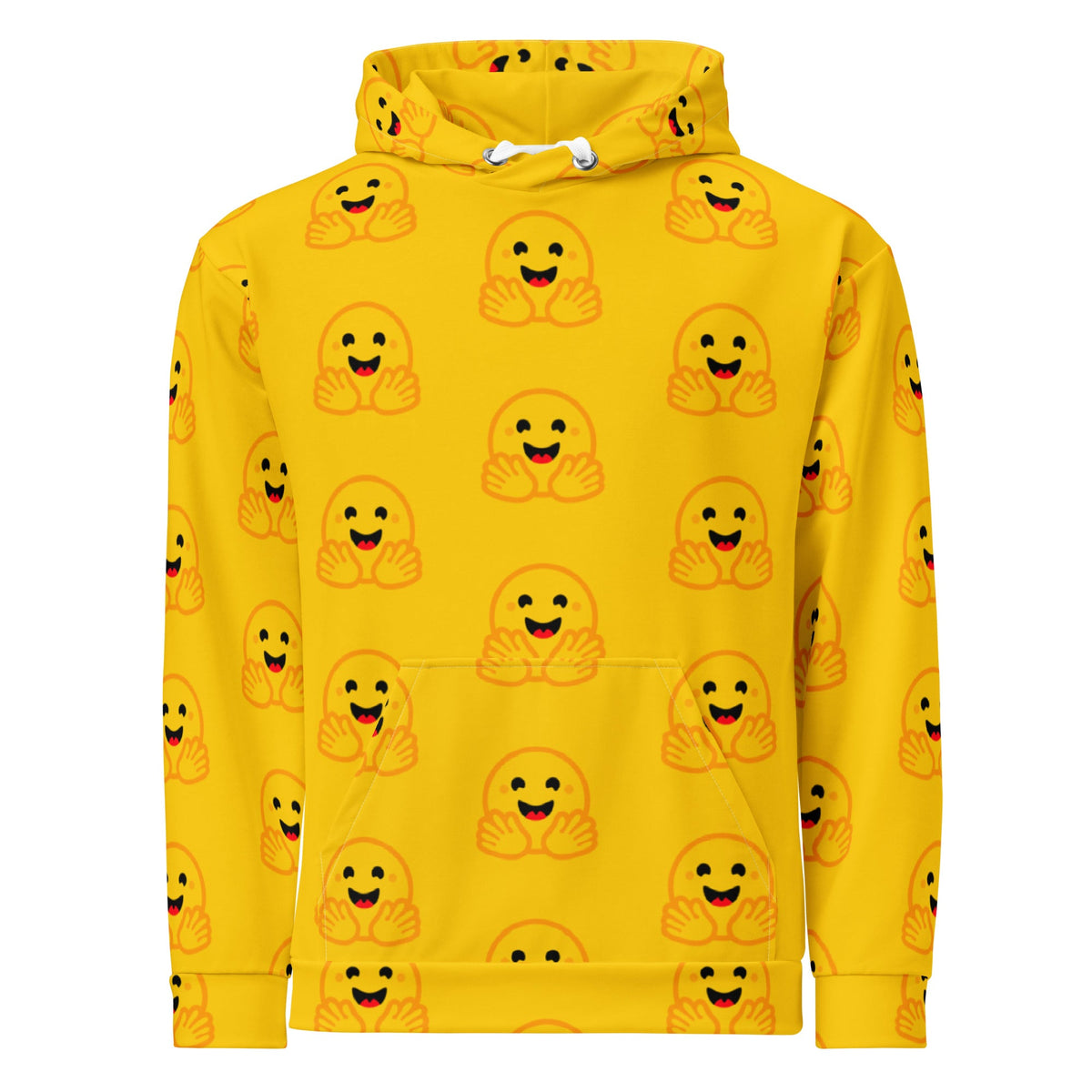 Image of the Yellow Hugging Face Icons Hoodie (unisex) M.