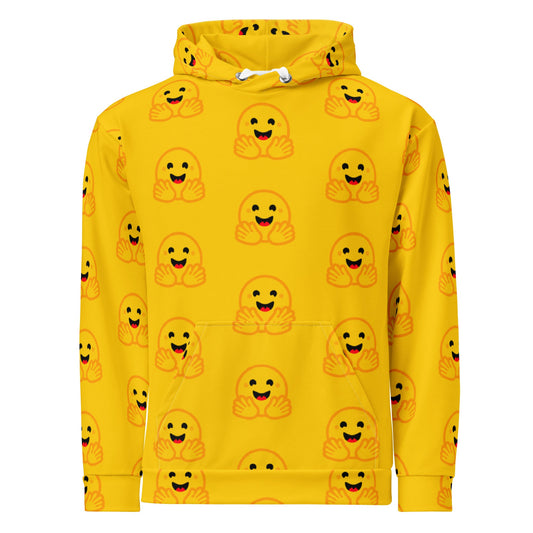 Image of the Yellow Hugging Face Icons Hoodie (unisex) M.