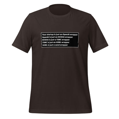 Image of the Your Startup is Just a Wrapper T-Shirt 2 (unisex) Brown / M.