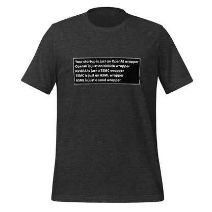 Image of the Your Startup is Just a Wrapper T-Shirt 2 (unisex) Dark Grey Heather / M.