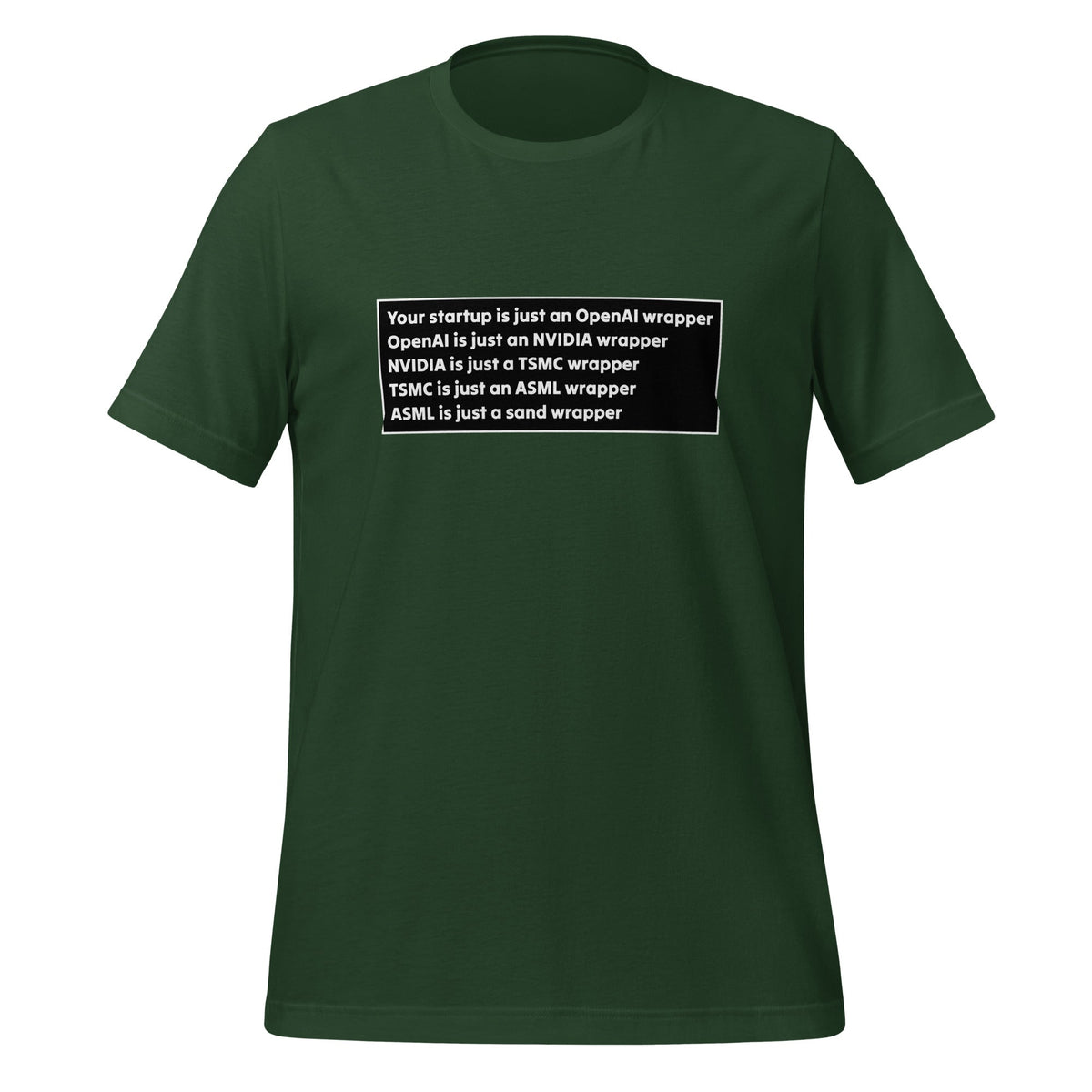 Image of the Your Startup is Just a Wrapper T-Shirt 2 (unisex) Forest / M.