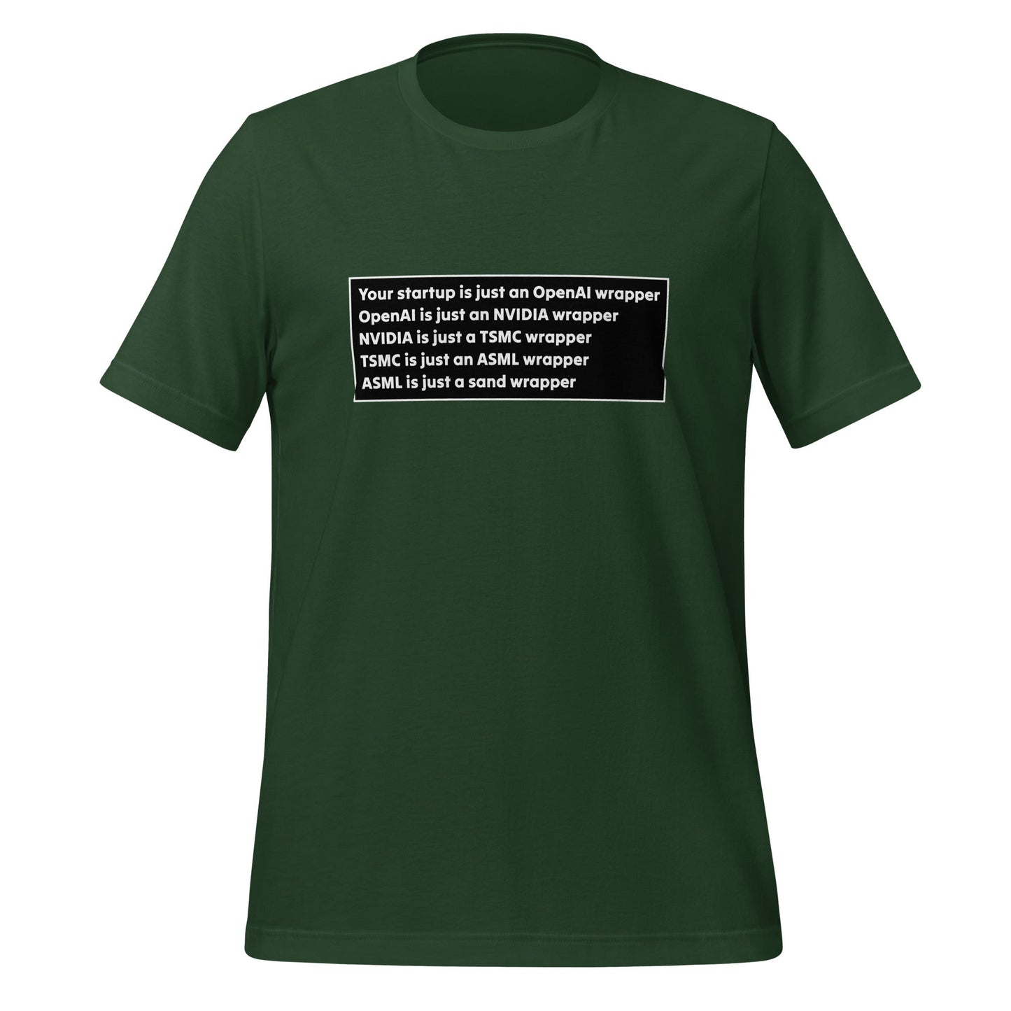 Image of the Your Startup is Just a Wrapper T-Shirt 2 (unisex) Forest / M.