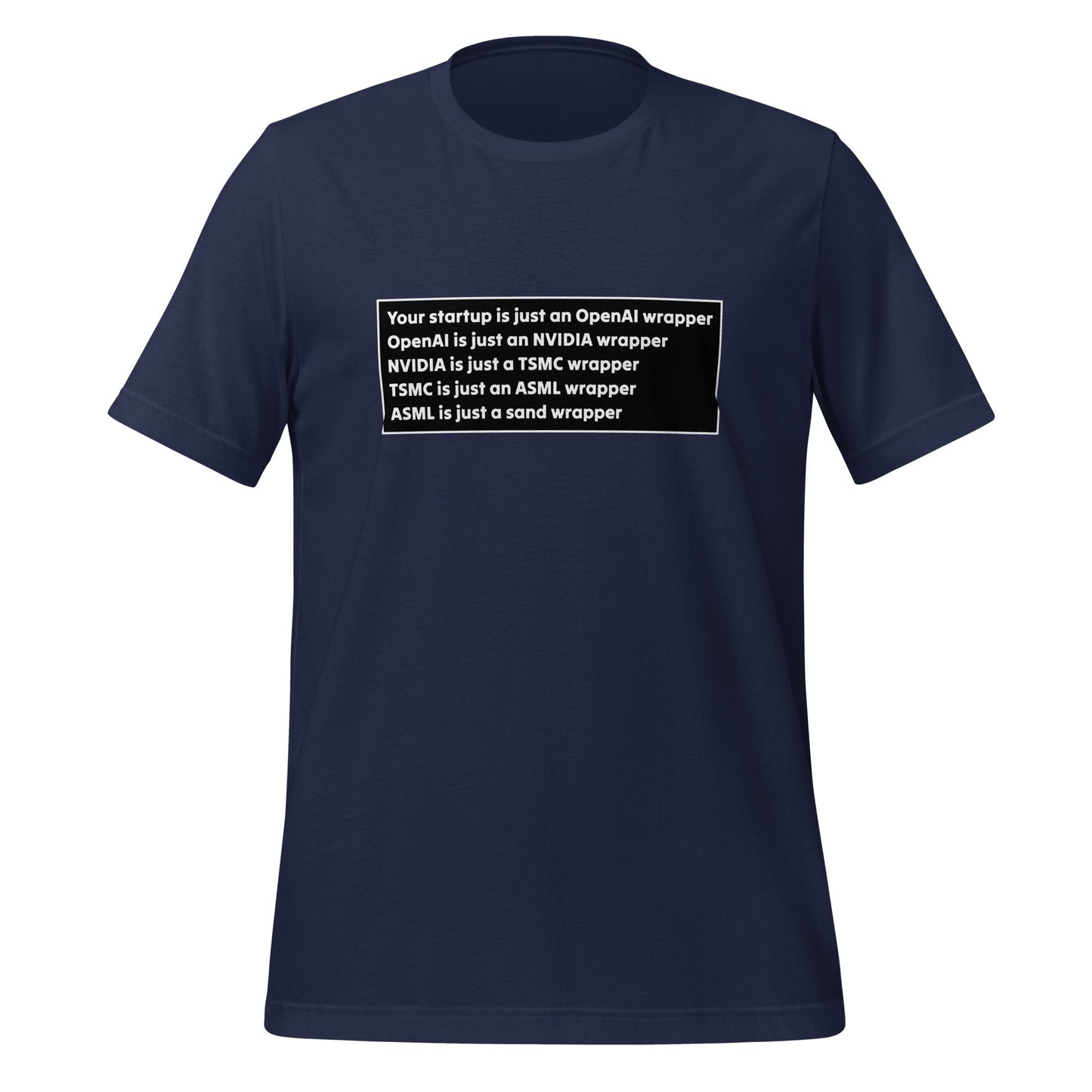 Image of the Your Startup is Just a Wrapper T-Shirt 2 (unisex) Navy / M.