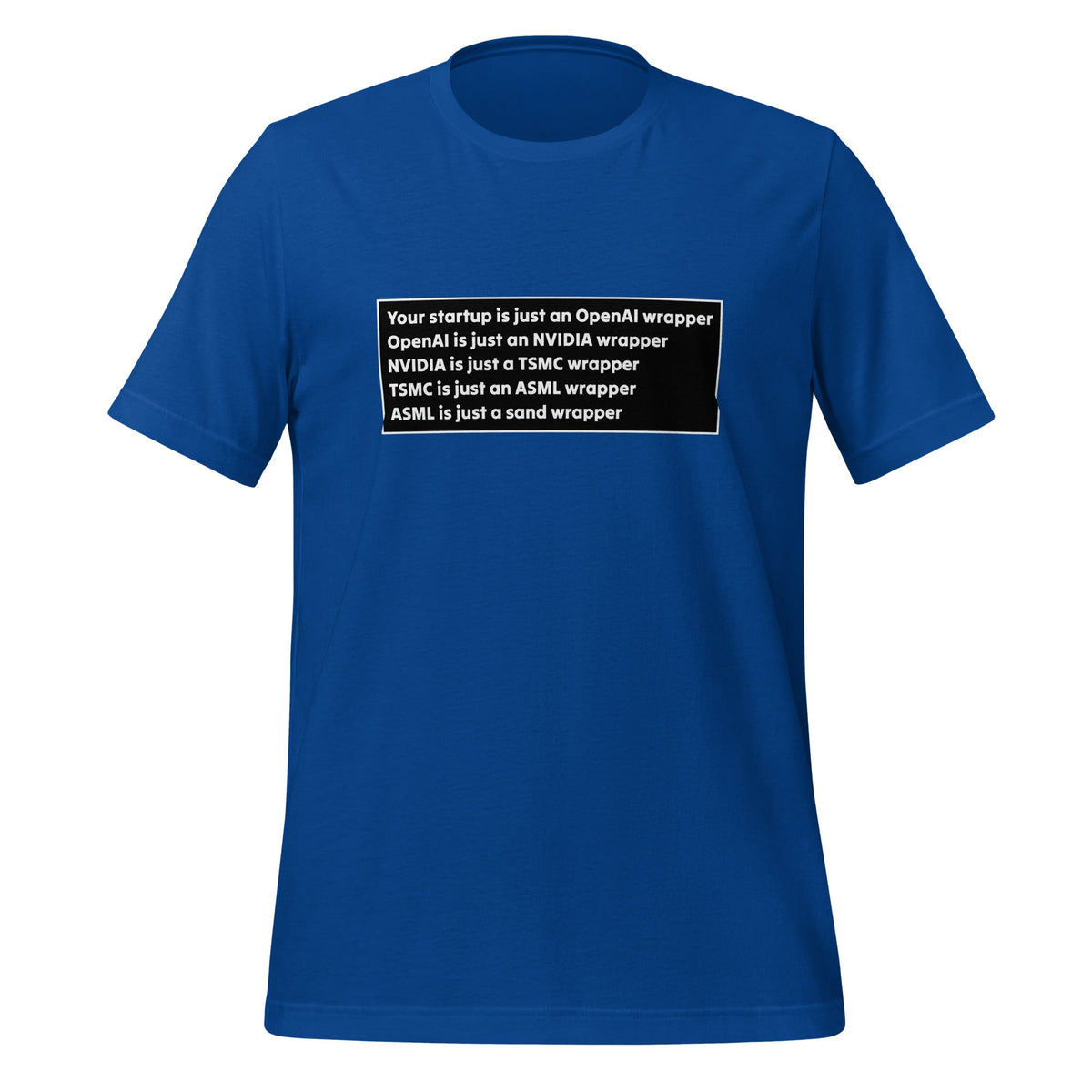 Image of the Your Startup is Just a Wrapper T-Shirt 2 (unisex) True Royal / M.