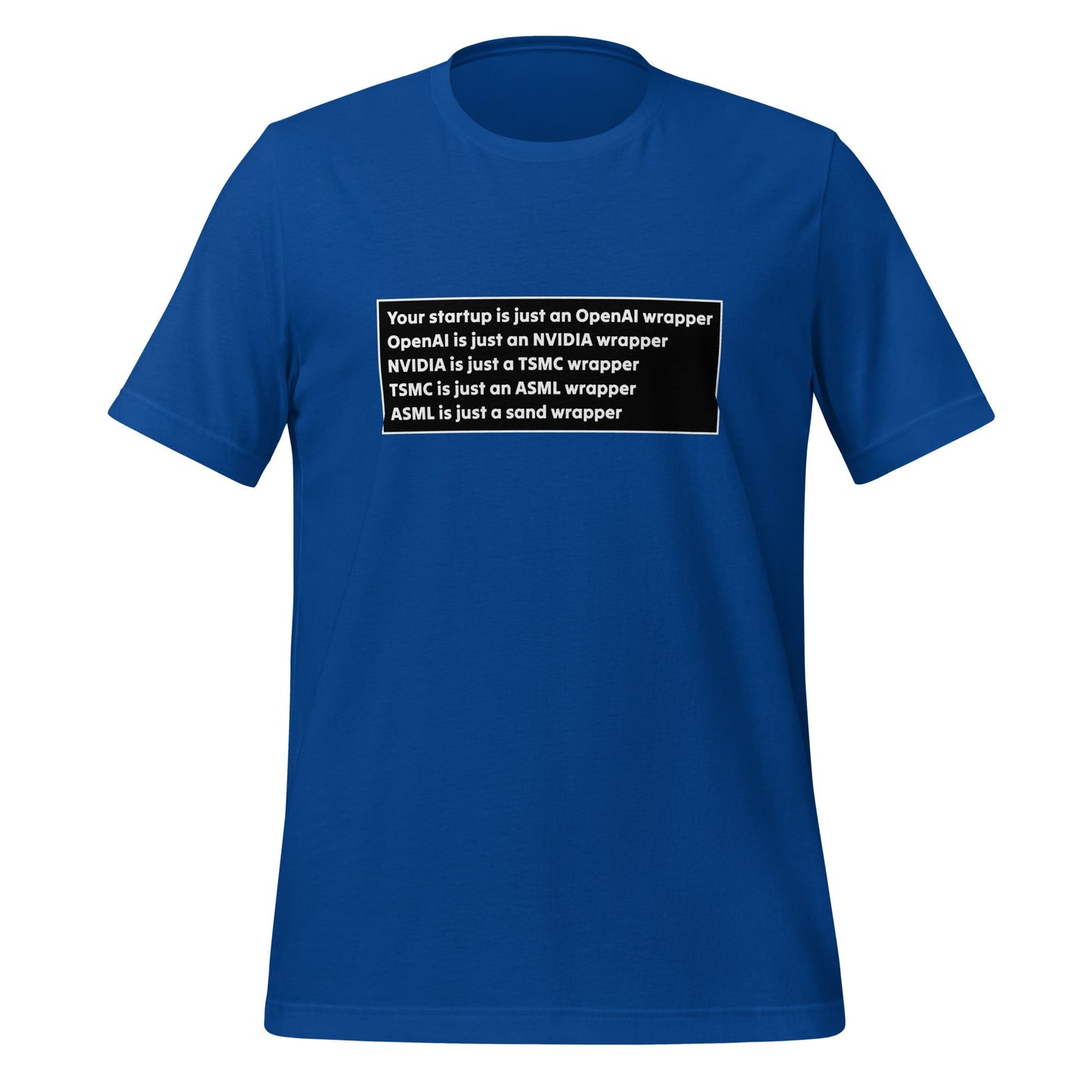 Image of the Your Startup is Just a Wrapper T-Shirt 2 (unisex) True Royal / M.