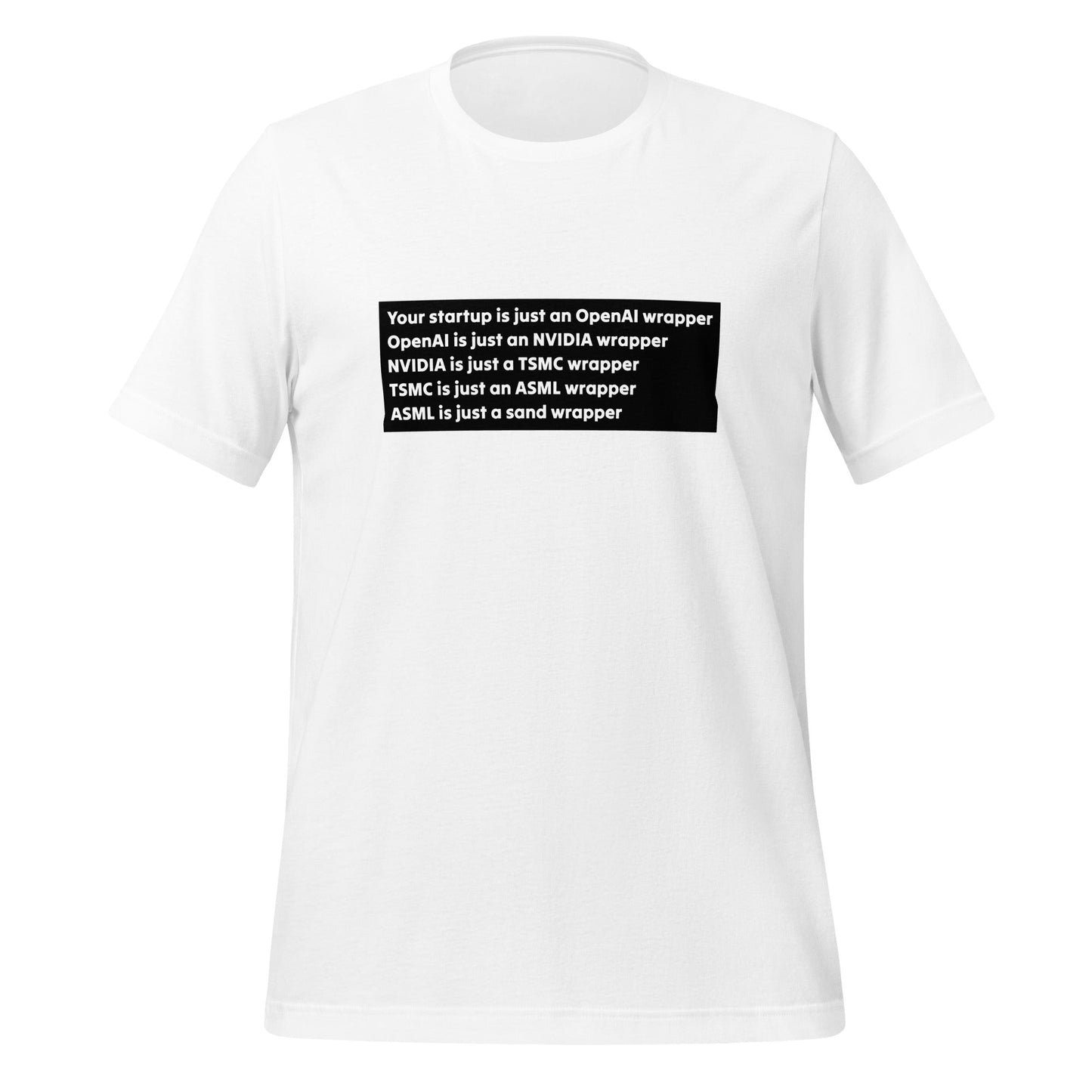 Image of the Your Startup is Just a Wrapper T-Shirt 2 (unisex) White / M.