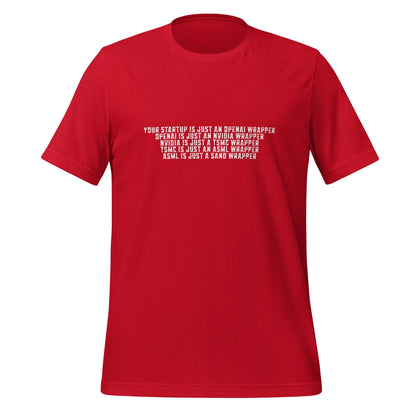 Image of the Your Startup is Just a Wrapper T-Shirt (unisex) Red / M.